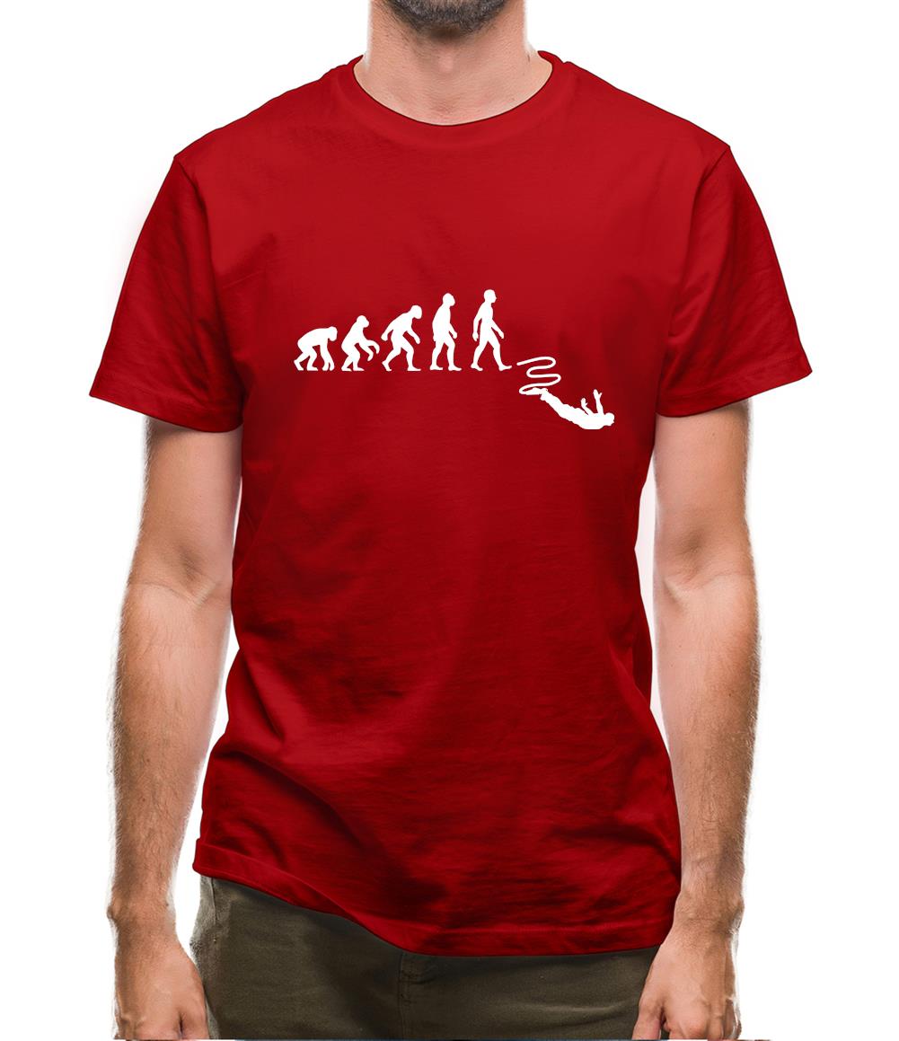 Evolution Of Man Bungee Jump Mens T-Shirt
