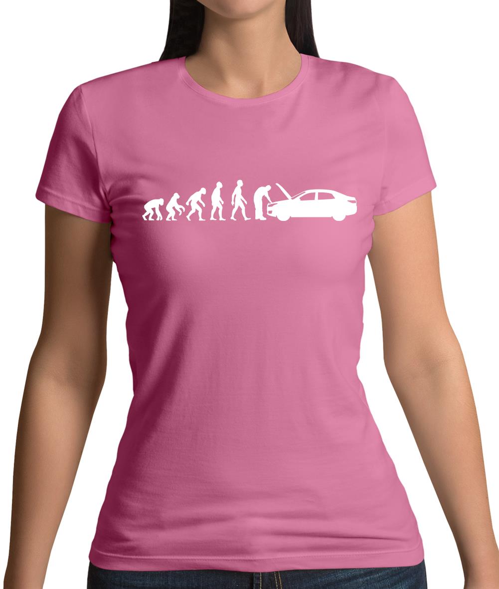 Evolution Of Man Car Mechanic Womens T-Shirt