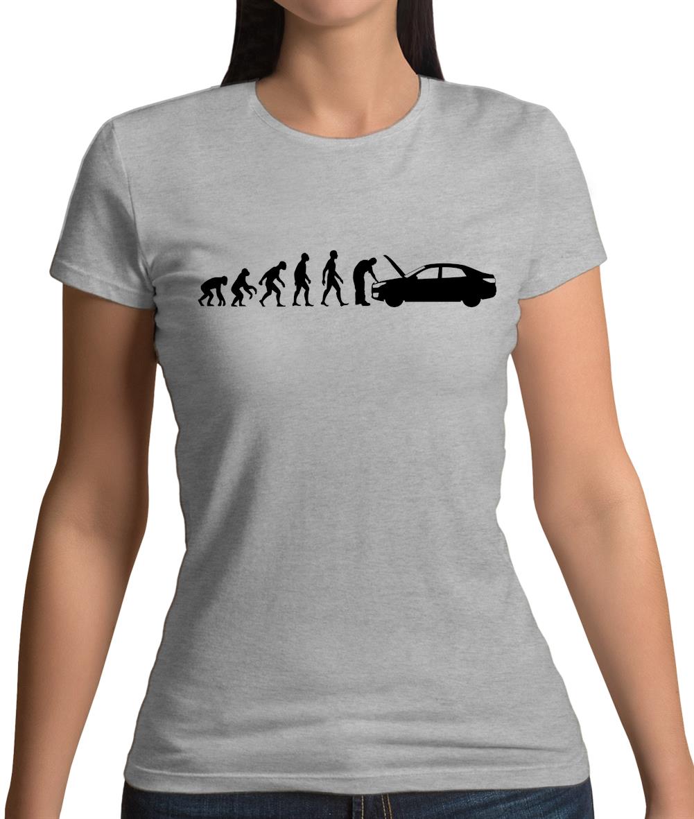 Evolution Of Man Car Mechanic Womens T-Shirt