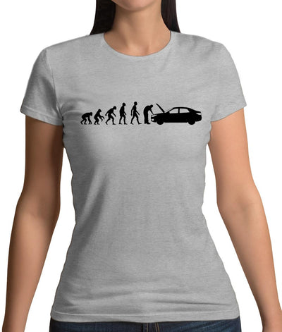 Evolution Of Man Car Mechanic Womens T-Shirt