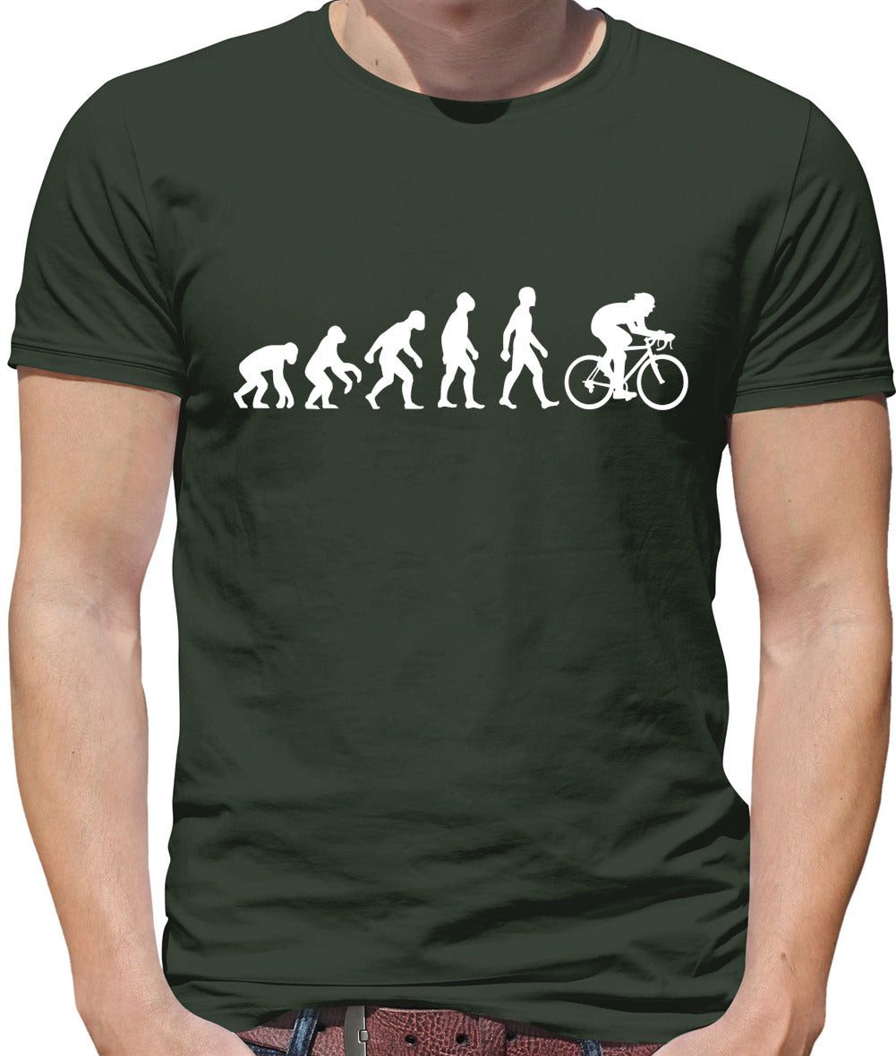 Evolution of Man Cycling - Mens T-Shirt - Army - Medium