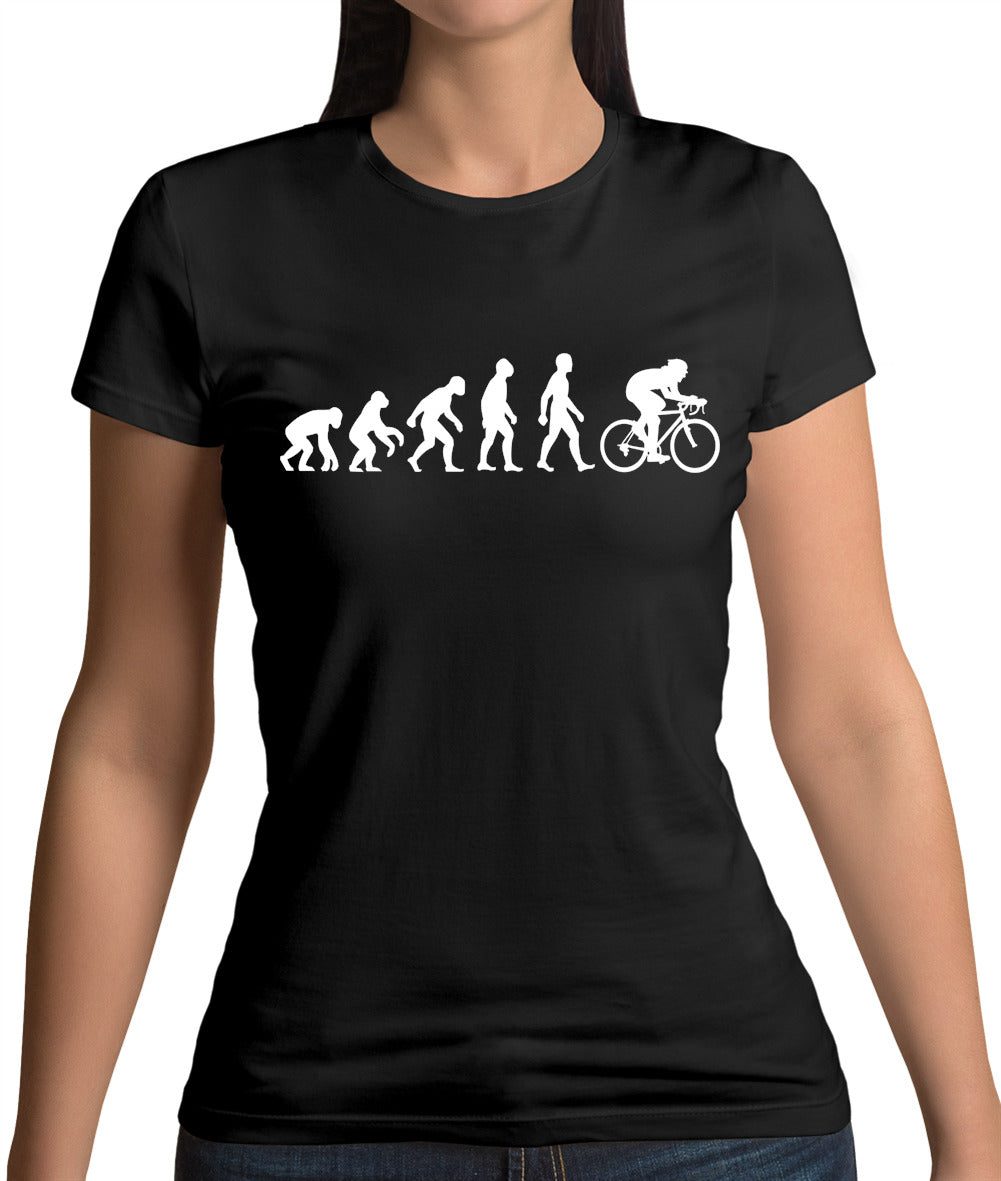Evolution of Man Cycling - Womens Crewneck T-Shirt - Black - Medium