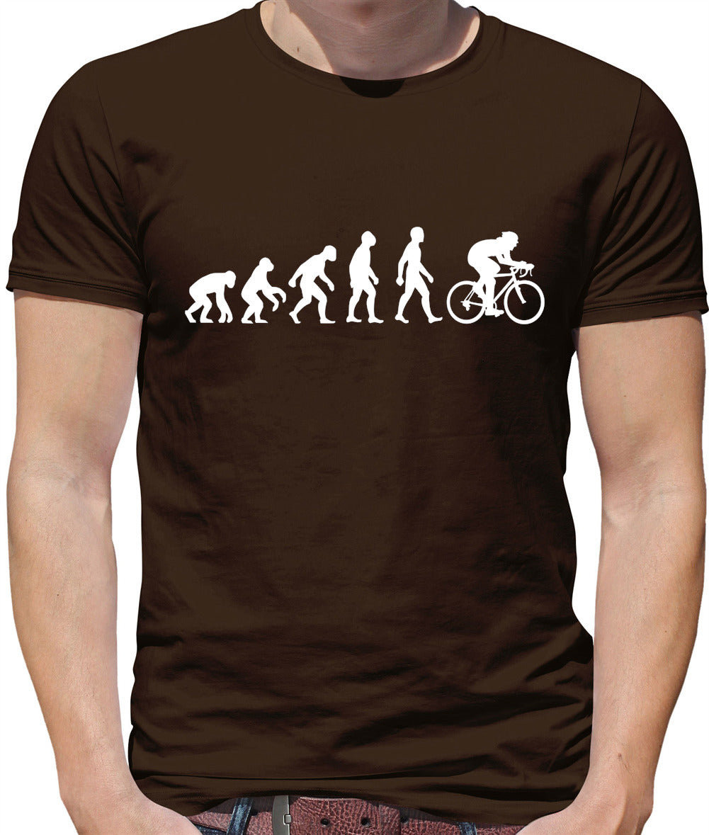 Evolution of Man Cycling - Mens T-Shirt - Chocolate - Large