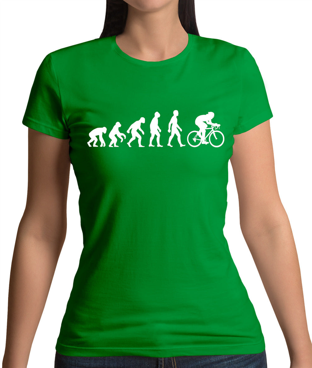 Evolution of Man Cycling - Womens Crewneck T-Shirt - Irish Green - Small