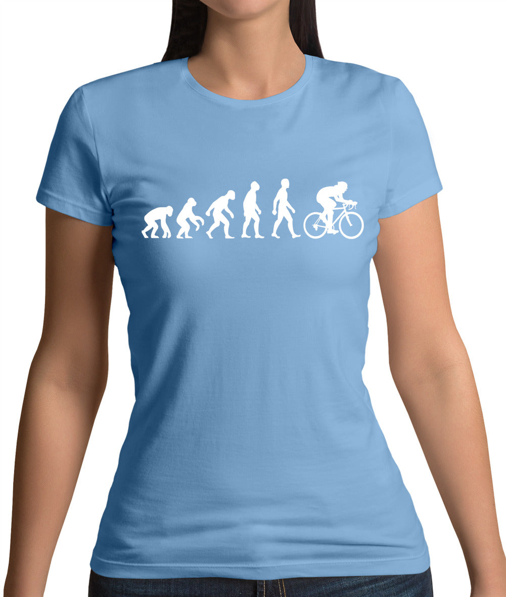 Evolution of Man Cycling - Womens Crewneck T-Shirt - Light Blue - Medium