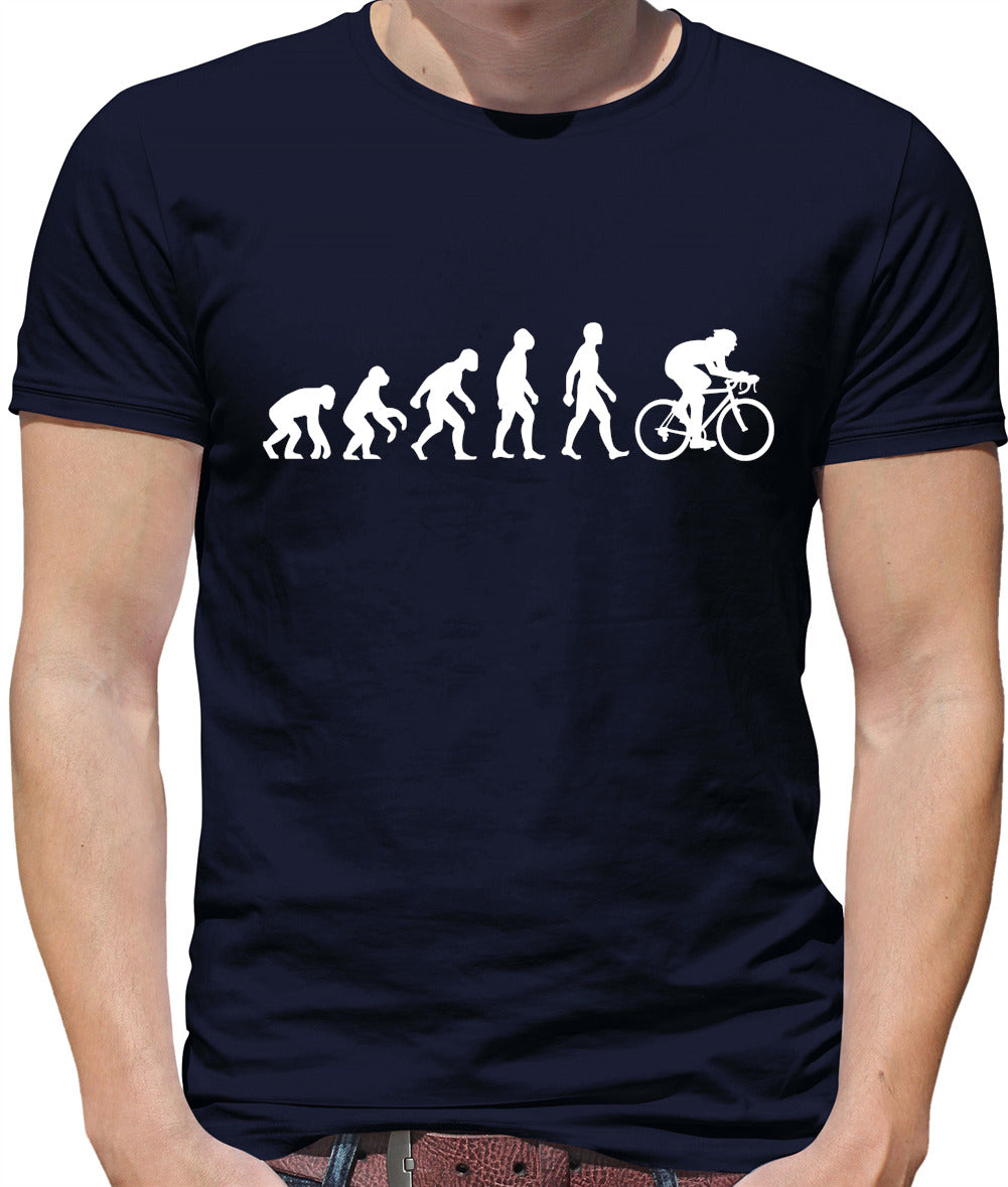 Evolution of Man Cycling - Mens T-Shirt - Navy - Medium