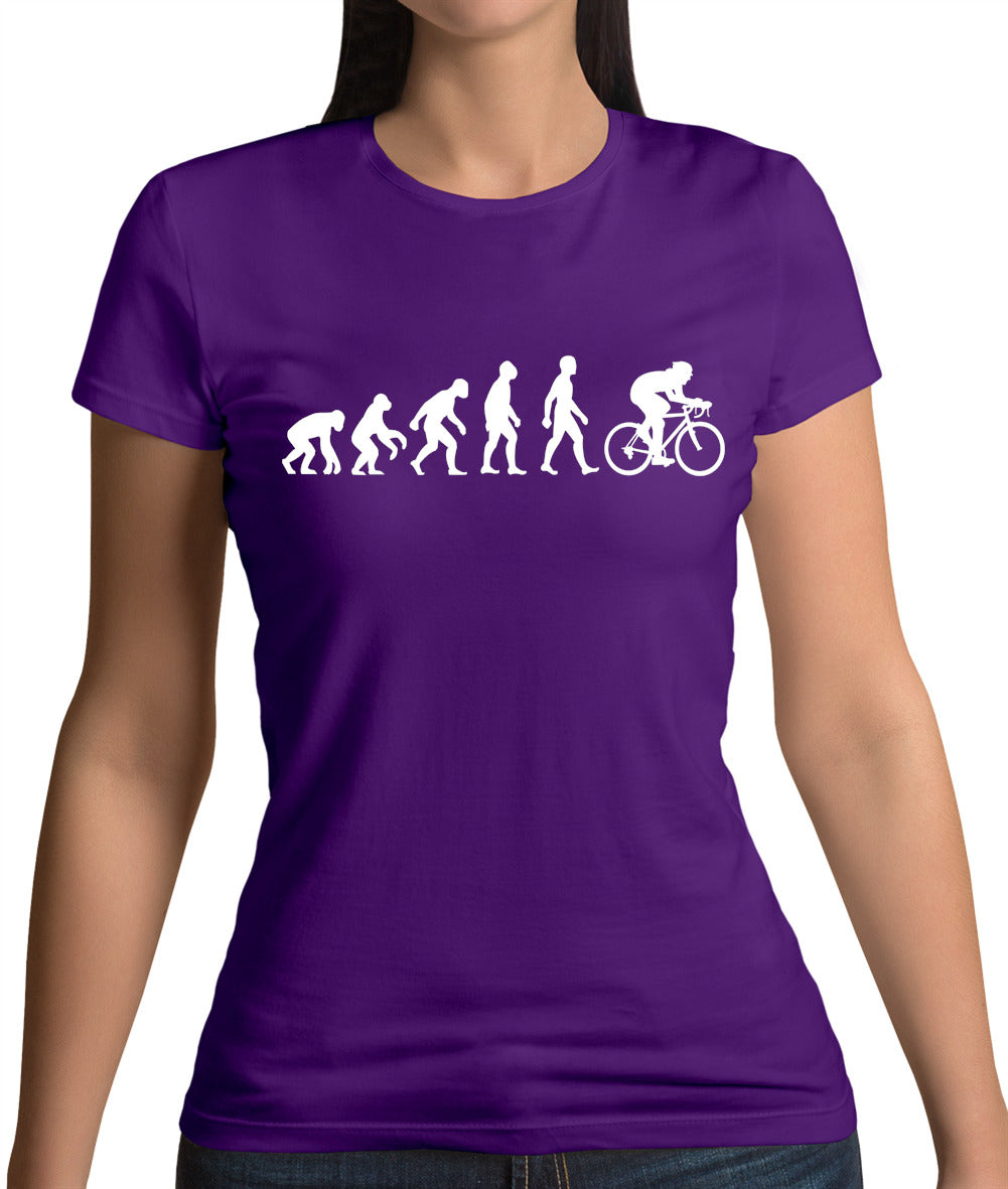 Evolution of Man Cycling - Womens Crewneck T-Shirt - Purple - Small
