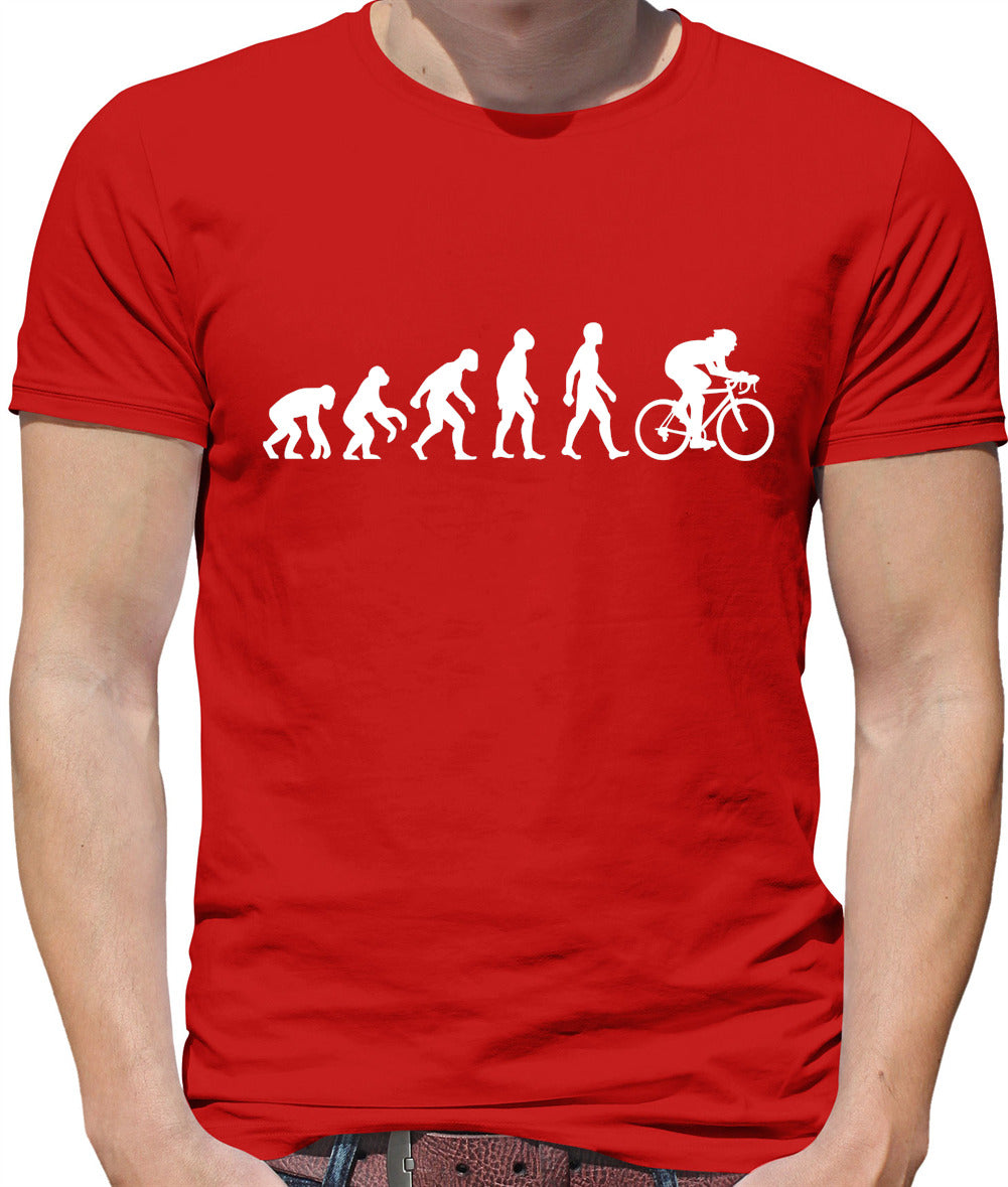 Evolution of Man Cycling - Mens T-Shirt - Red - Large