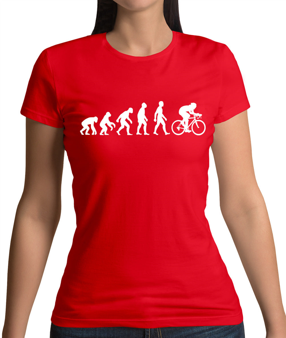 Evolution of Man Cycling - Womens Crewneck T-Shirt - Red - Small