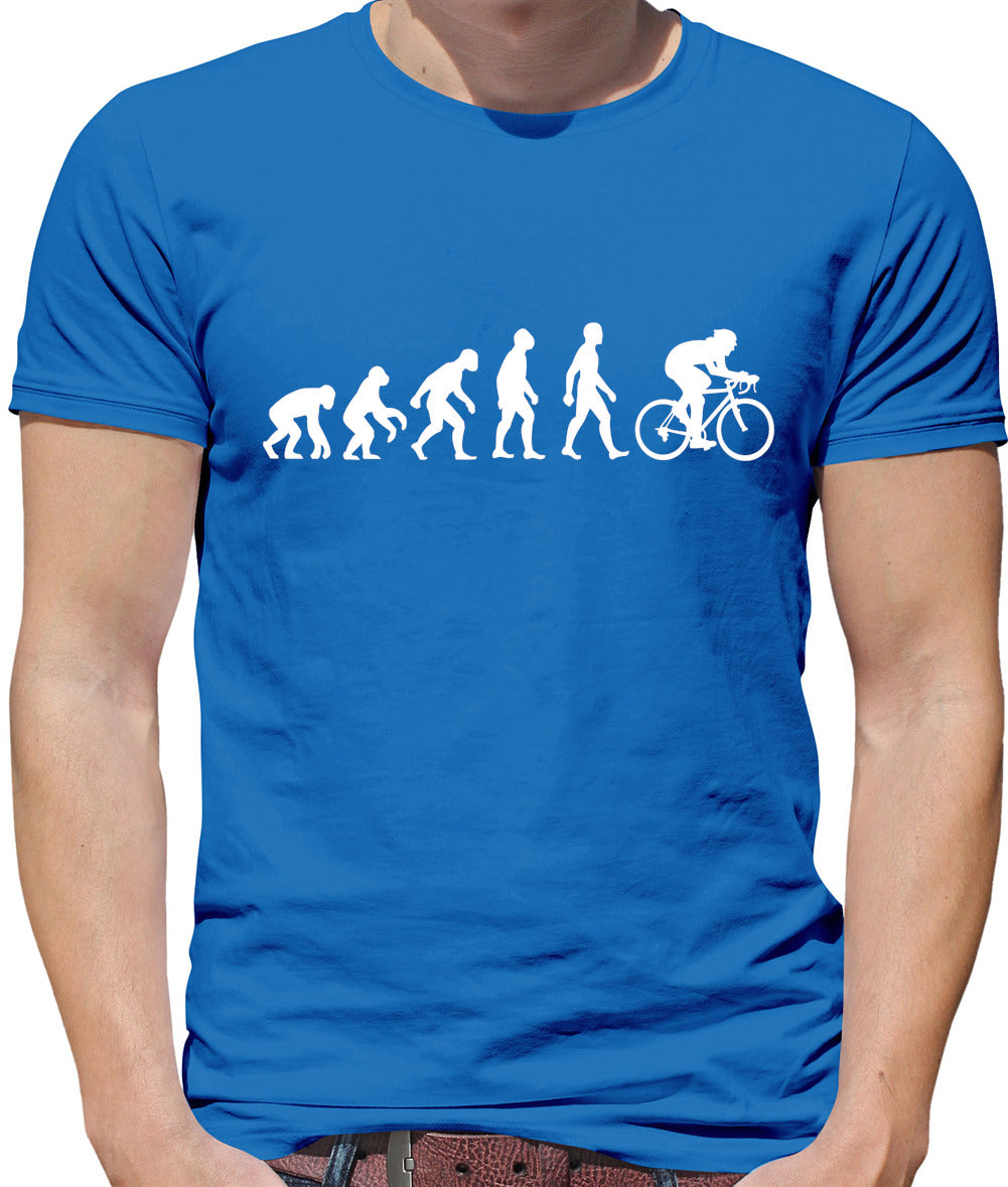 Evolution of Man Cycling - Mens T-Shirt - Royal Blue - Large