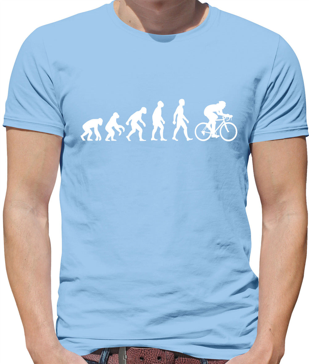 Evolution of Man Cycling - Mens T-Shirt - Sky Blue - Large