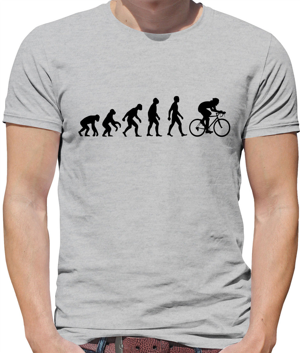 Evolution of Man Cycling - Mens T-Shirt - Ash - Large