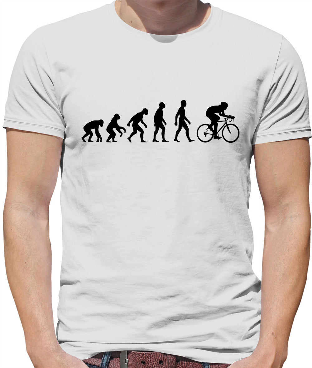 Evolution of Man Cycling - Mens T-Shirt - White - Medium