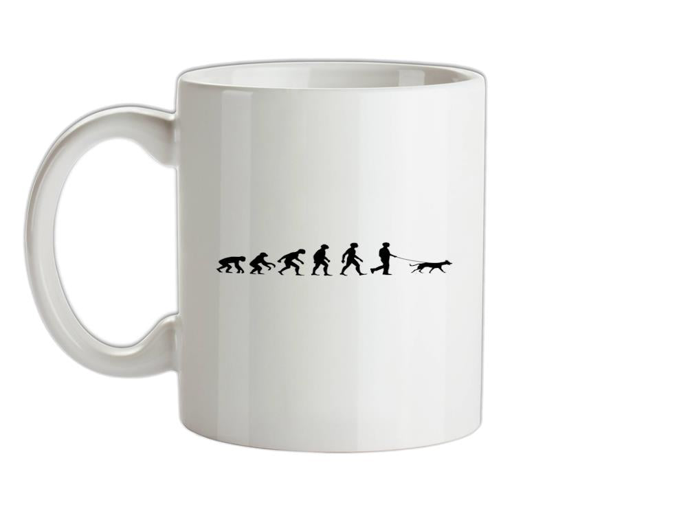 Evolution of Man Dog Walking Ceramic Mug