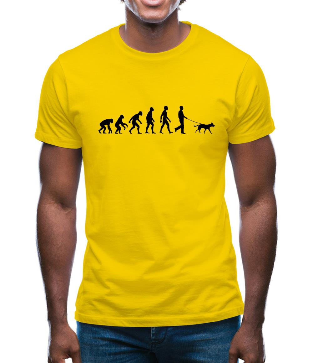 Evolution Of Man Dog Walking Mens T-Shirt