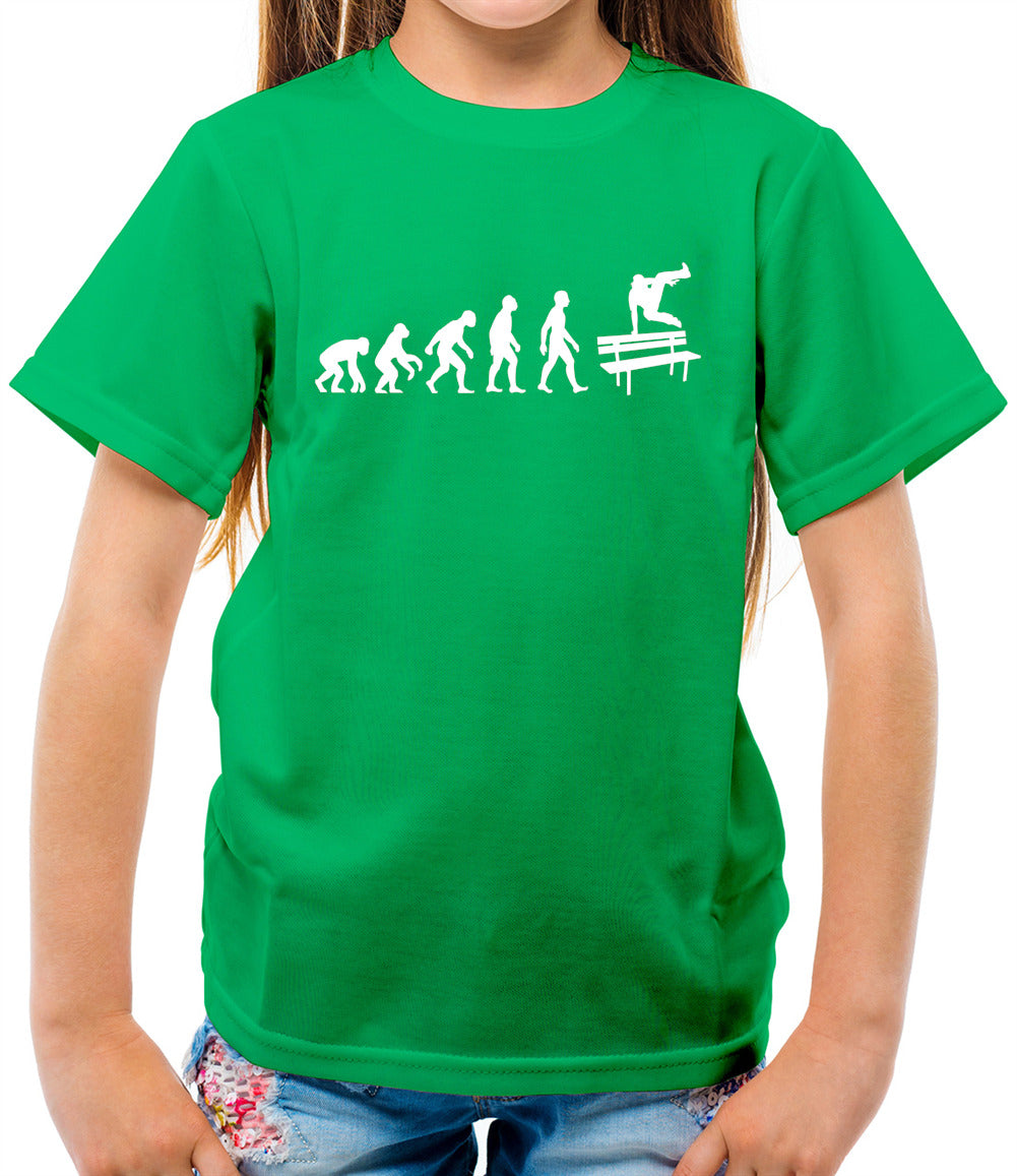 Evolution Of Man Free Running Childrens Kids Crewneck T Shirt Tee.sh