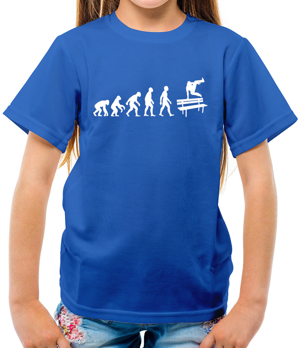 Evolution Of Man Free Running Childrens Kids Crewneck T Shirt