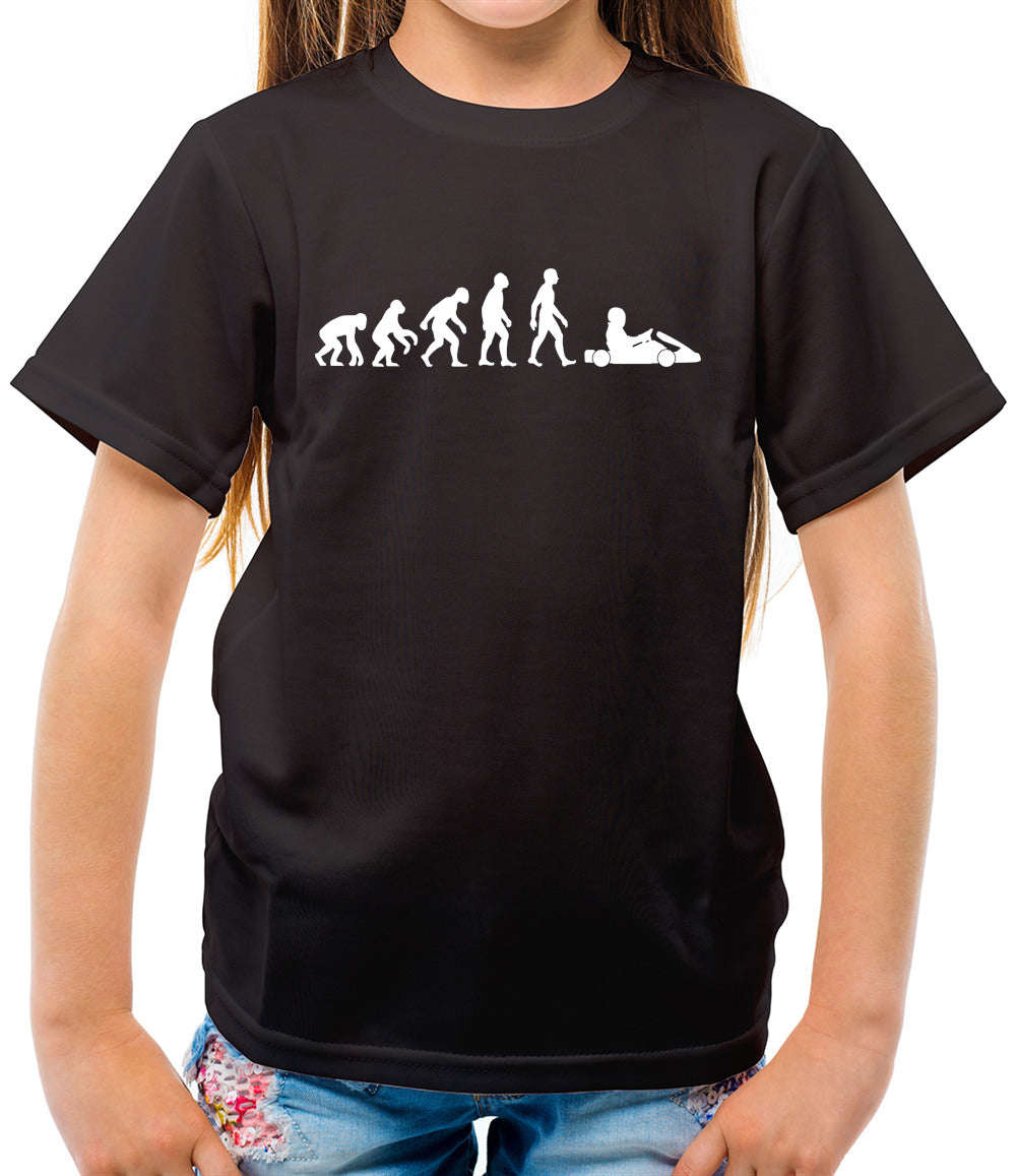 Evolution Of Man Go Karting - Childrens / Kids Crewneck T-Shirt