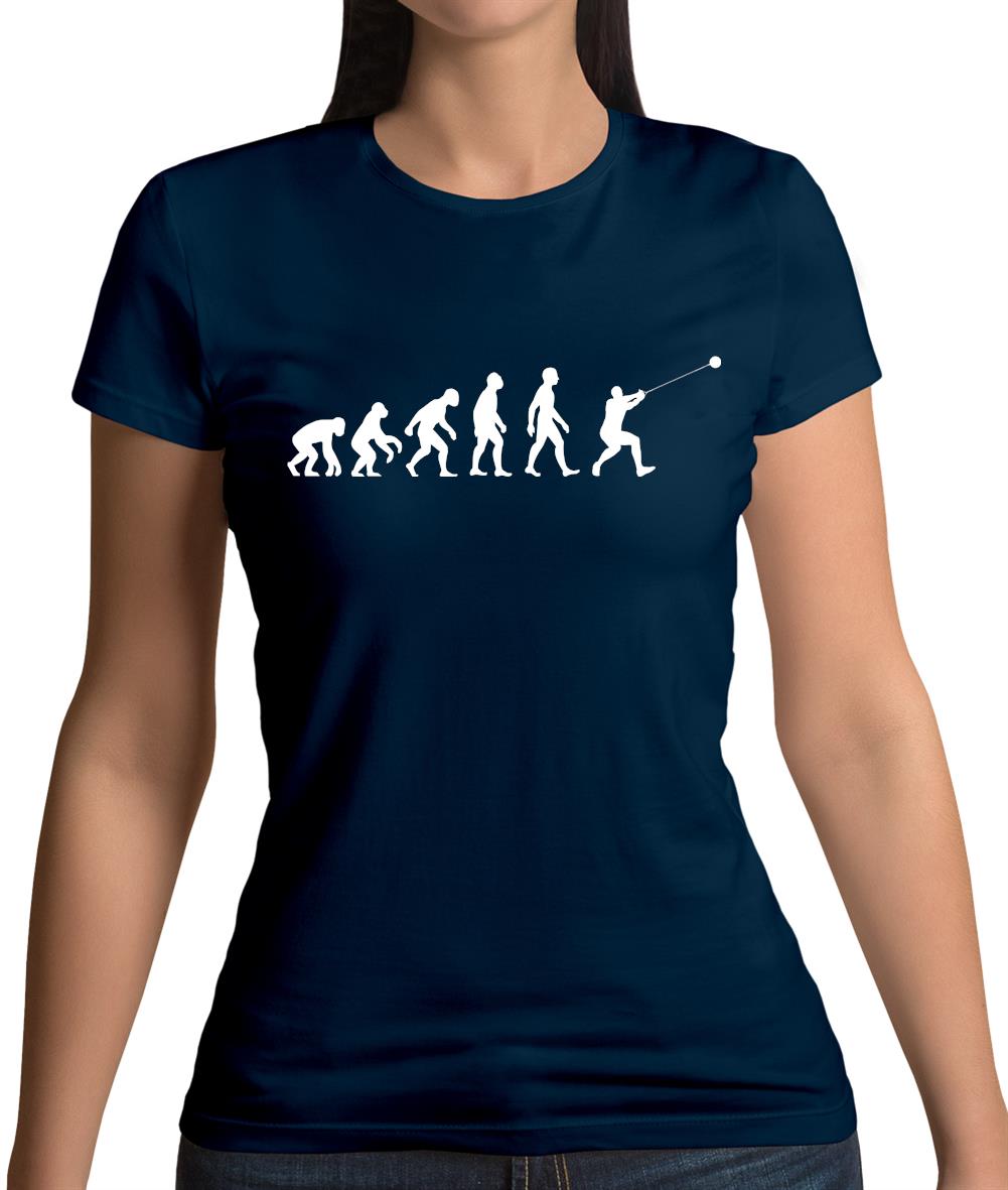 Evolution Of Man Hammer Throw Womens T-Shirt