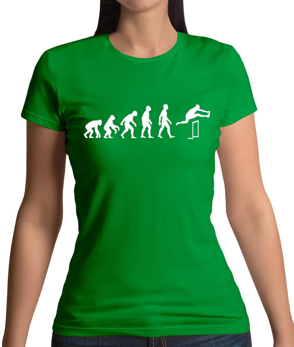 Evolution Of Man Hurdles Womens T-Shirt
