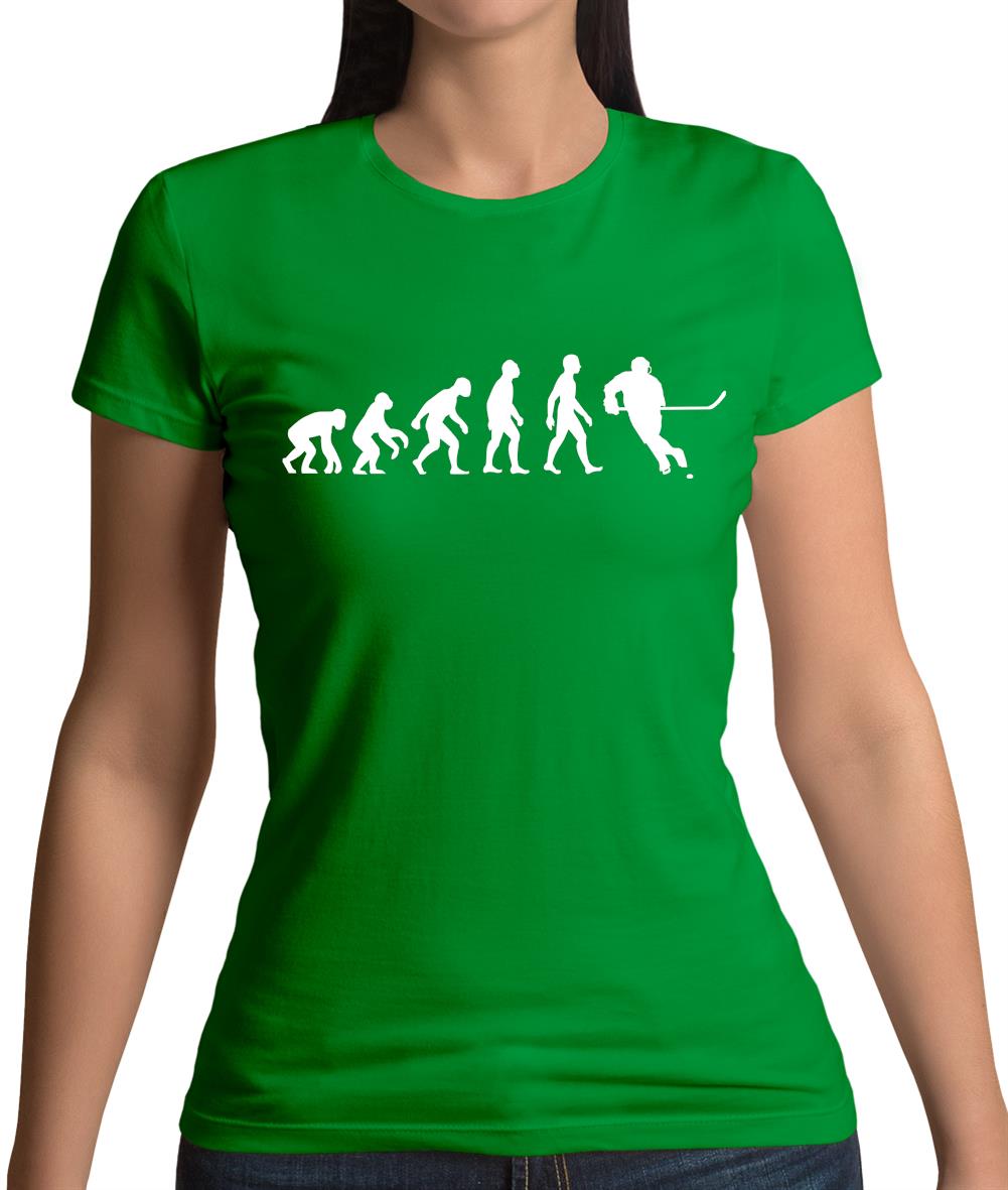 Evolution of Man Ice Hockey Womens T-Shirt
