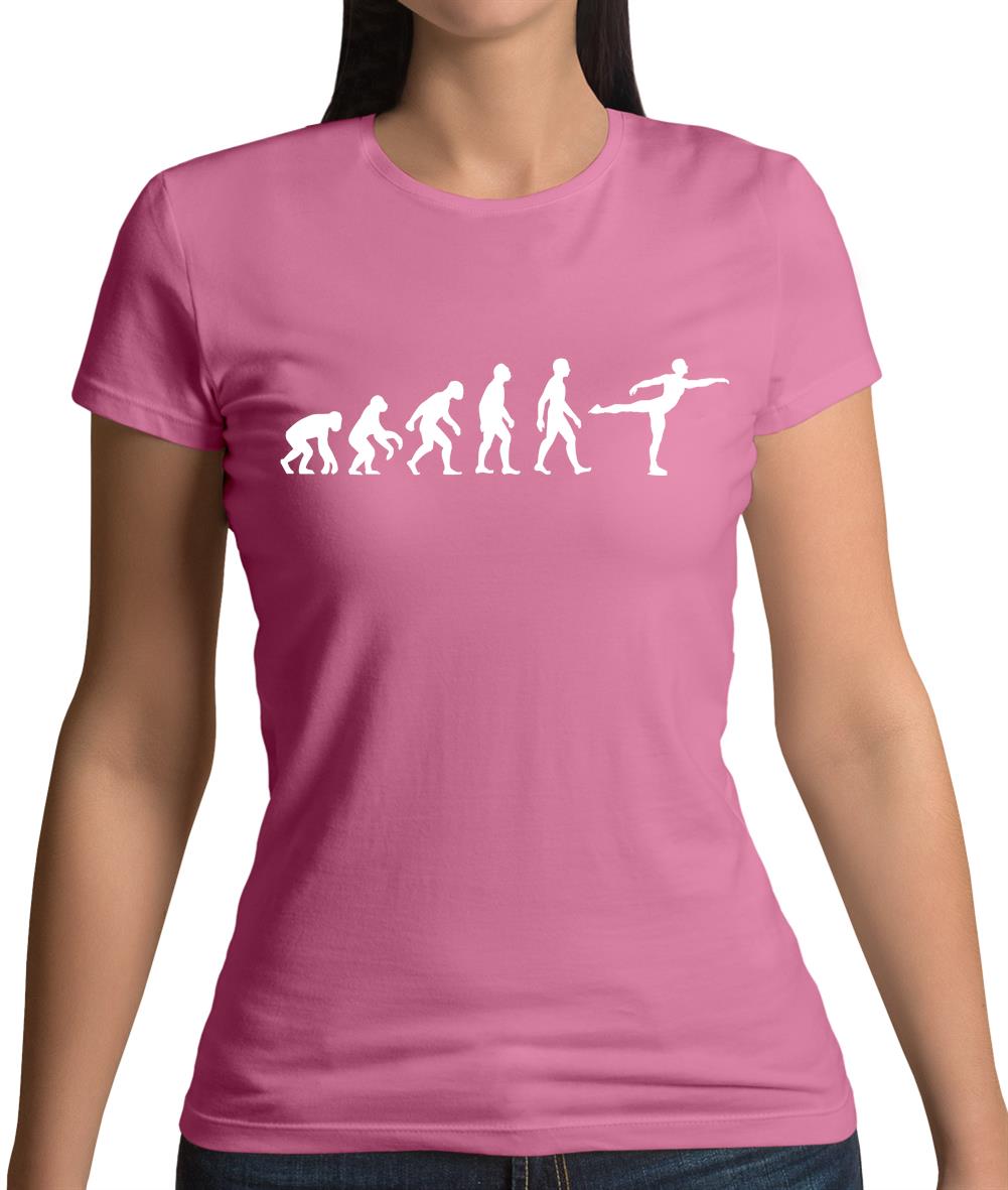 Evolution Of Man Ice Skating Womens T-Shirt