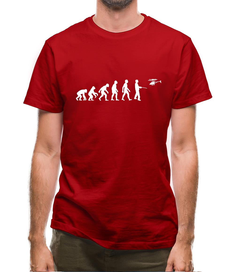 Evolution Of Man Remote Control Helicopter Mens T-Shirt
