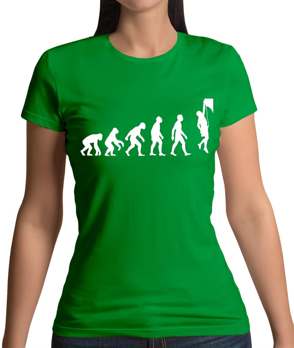 Evolution Of Man Rock Climbing Womens T-Shirt