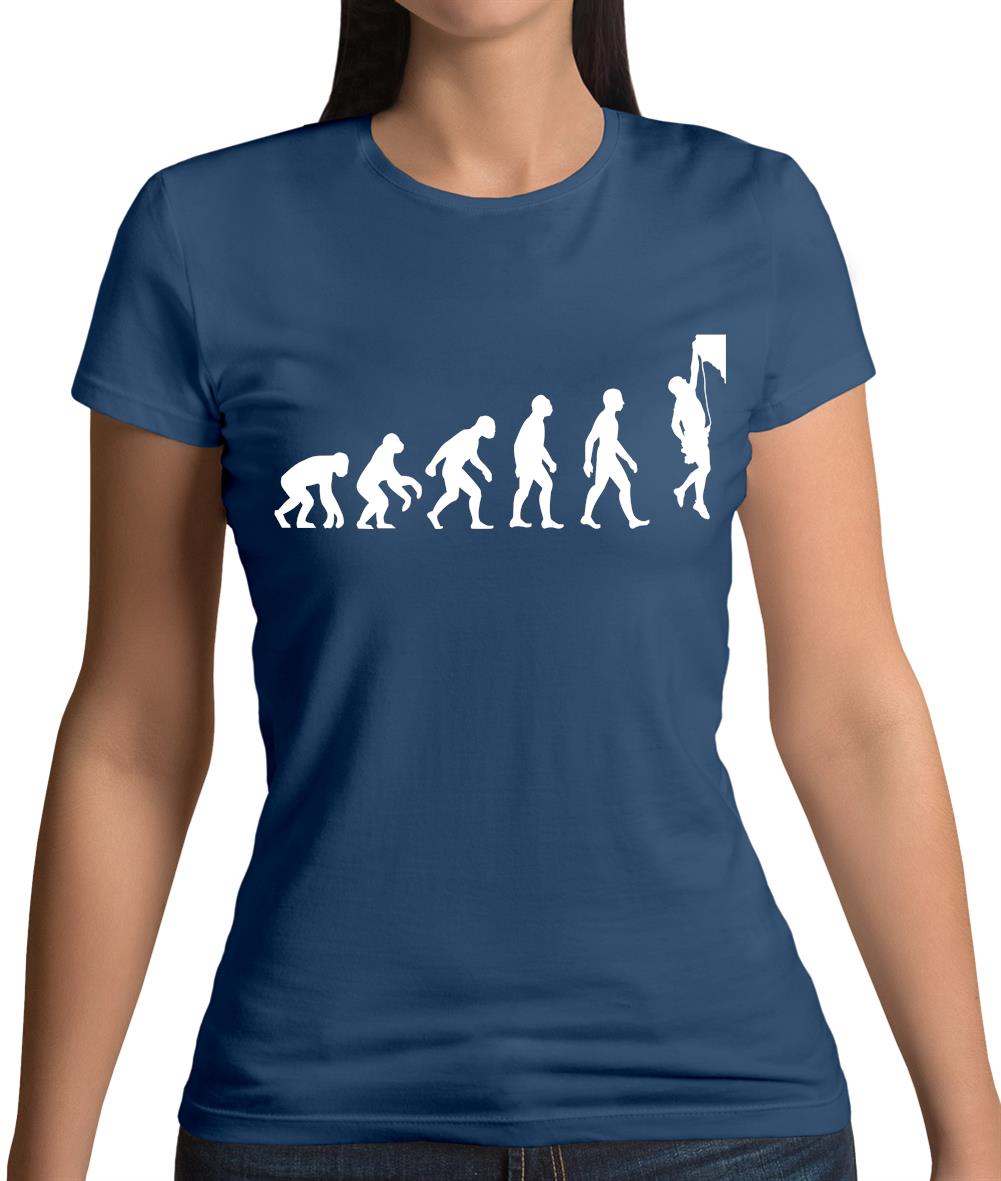 Evolution Of Man Rock Climbing Womens T-Shirt