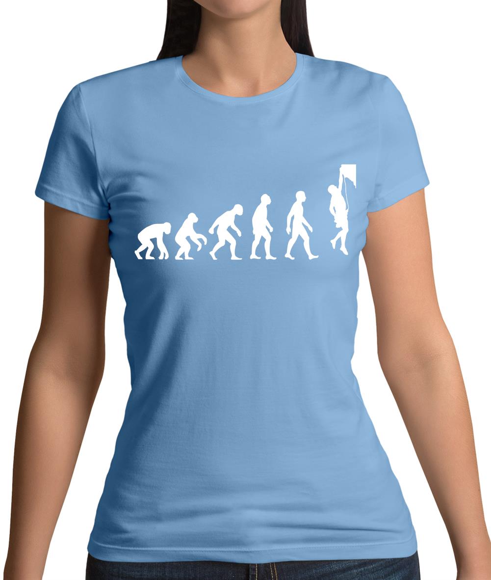 Evolution Of Man Rock Climbing Womens T-Shirt