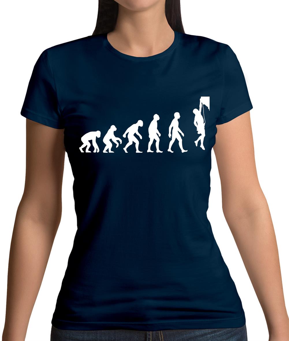 Evolution Of Man Rock Climbing Womens T-Shirt