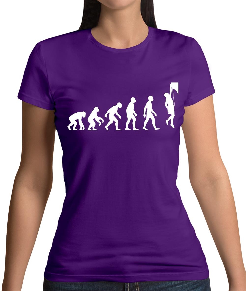 Evolution Of Man Rock Climbing Womens T-Shirt