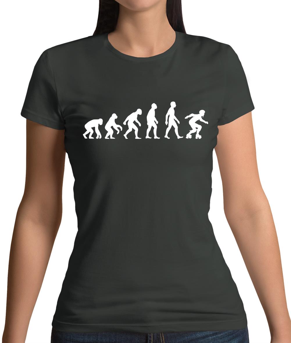 Evolution Of Man Roller Derby Womens T-Shirt