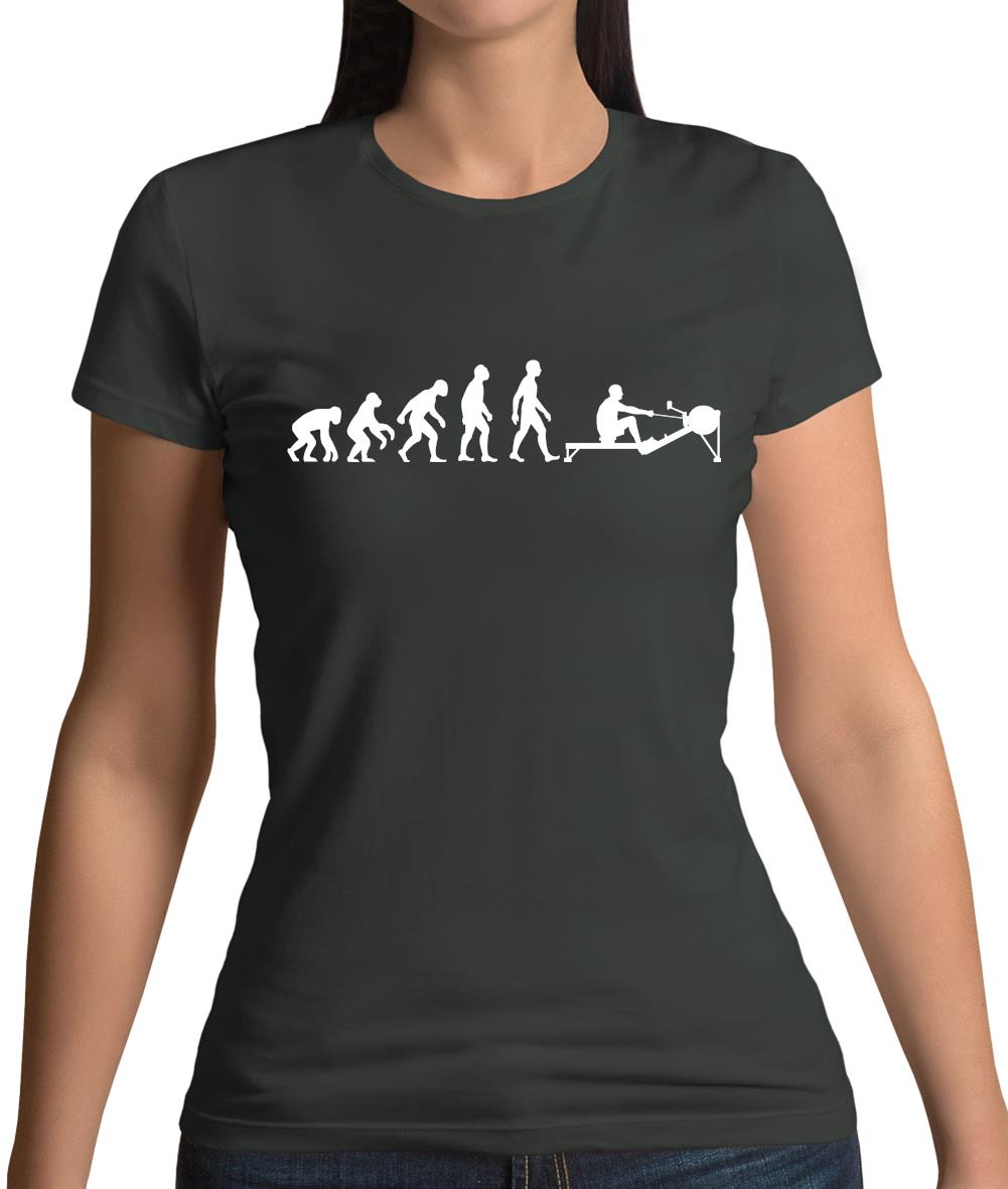 Evolution Of Man Rowing Machine Womens T-Shirt