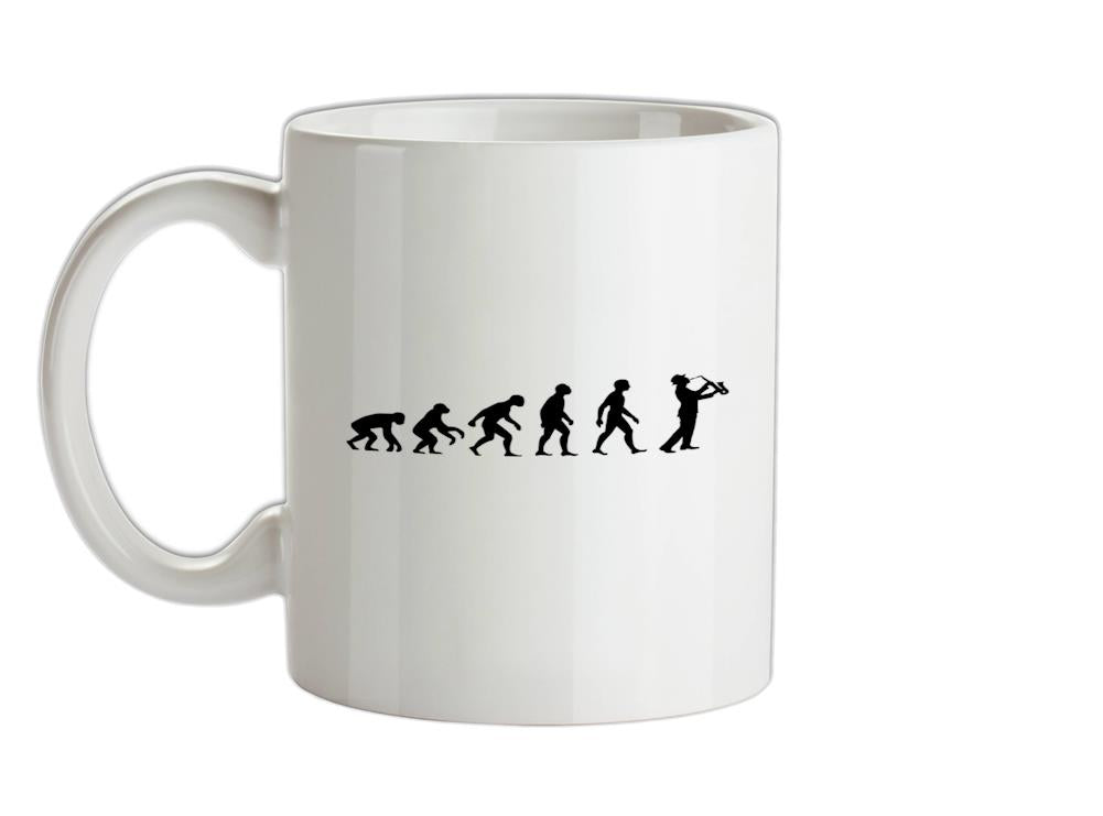 Evolution of Man Saxophone Player Ceramic Mug