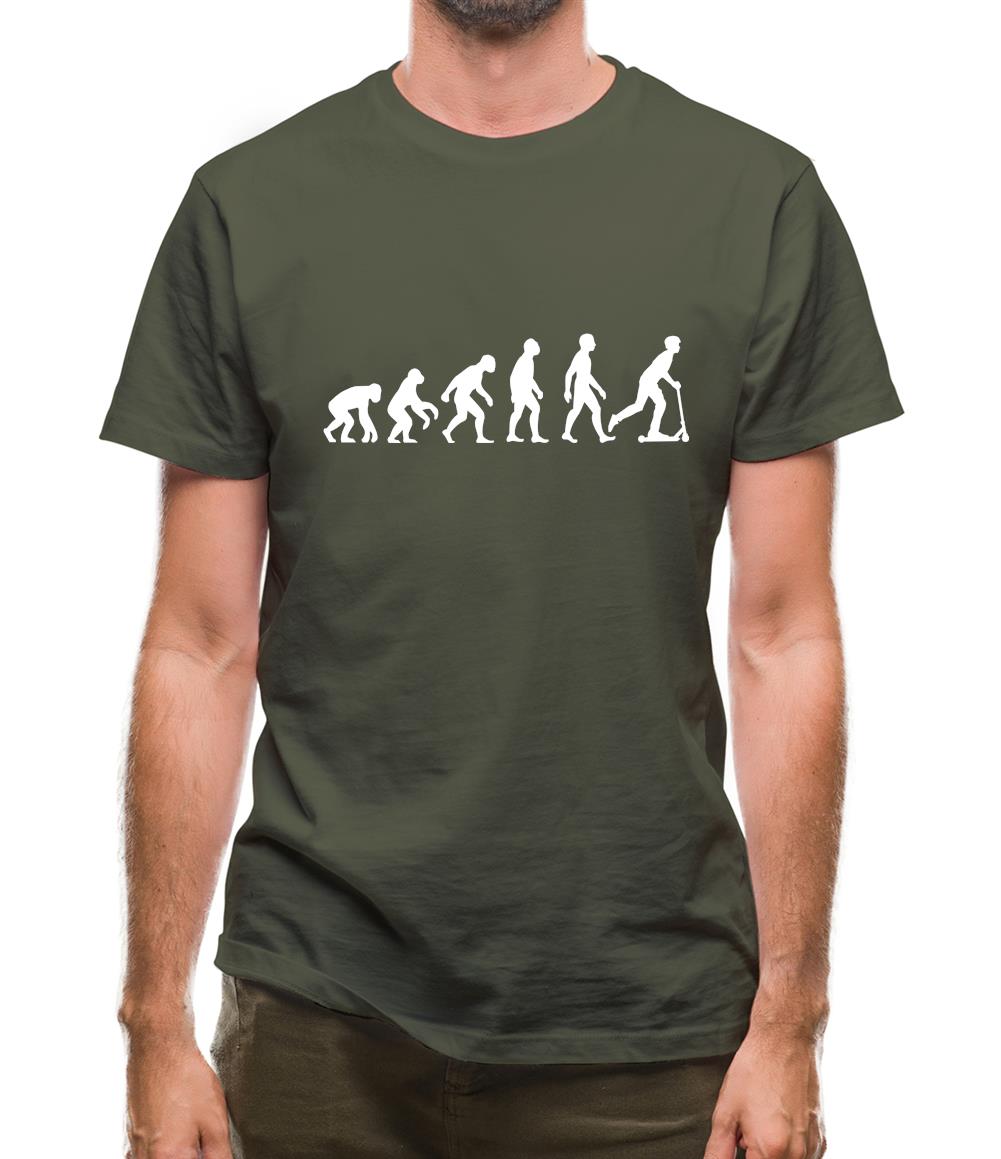 Evolution Of Man Micro Scooter Rider Mens T-Shirt