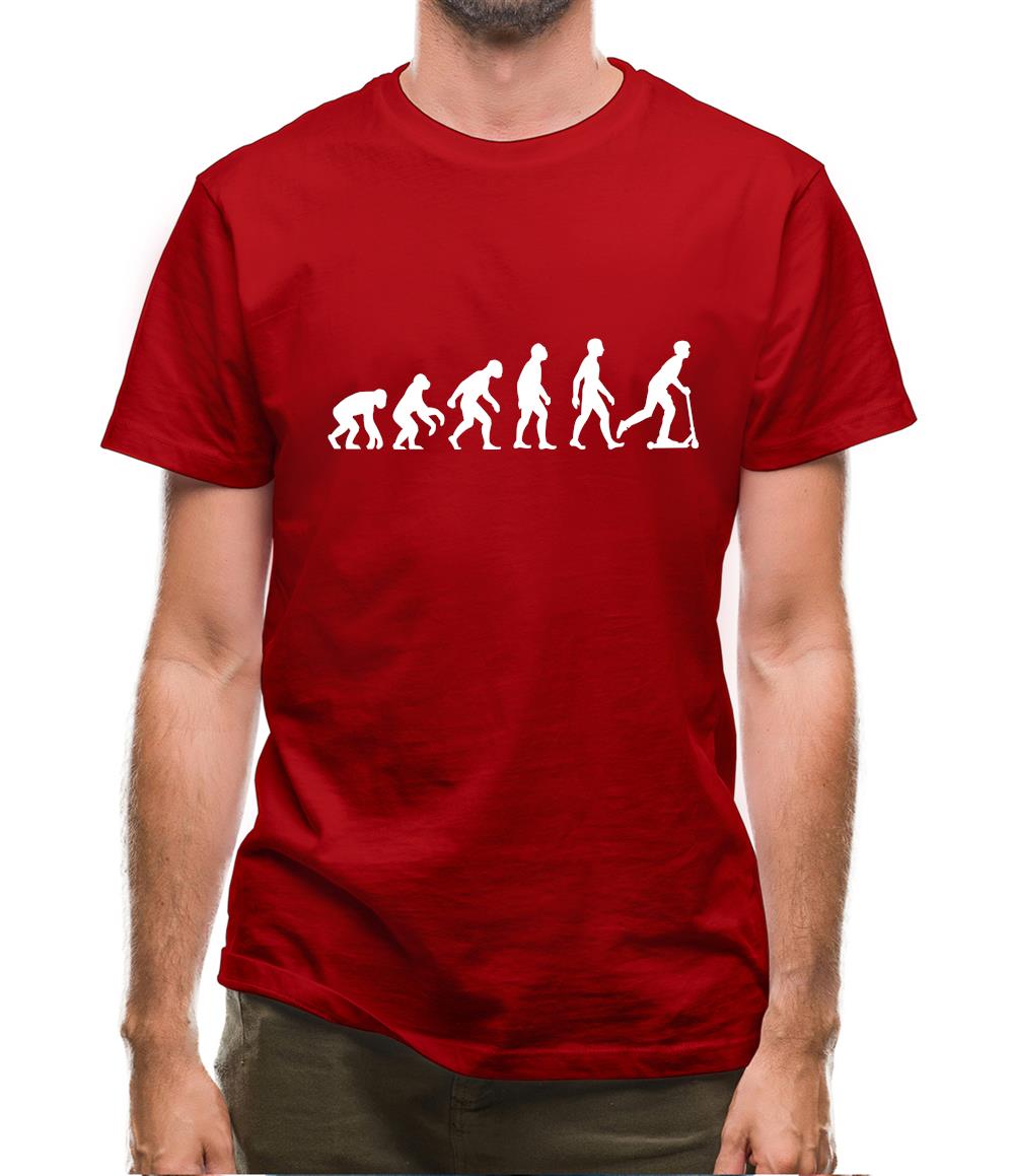 Evolution Of Man Micro Scooter Rider Mens T-Shirt