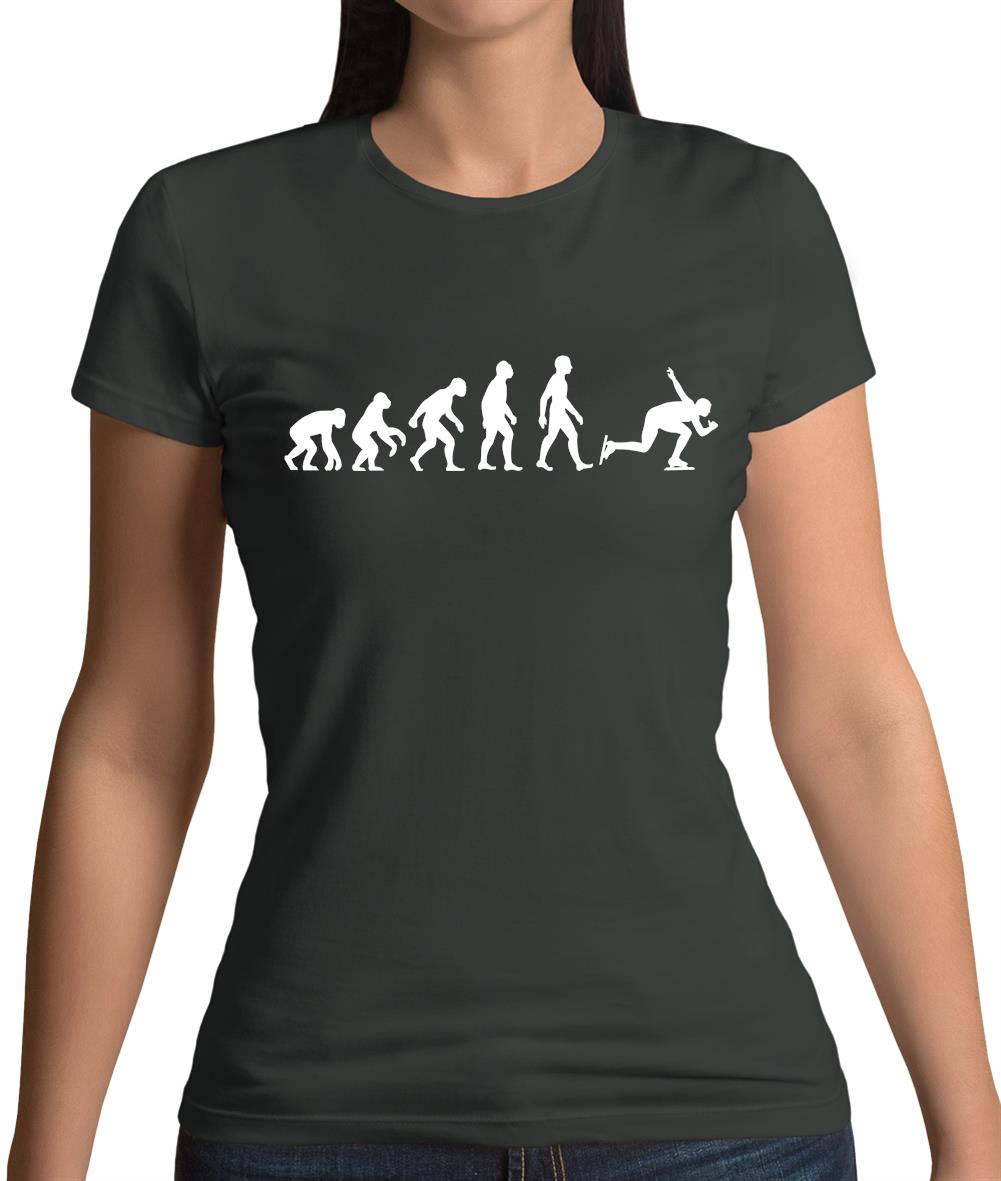 Evolution Of Man Speed Skating Womens T-Shirt
