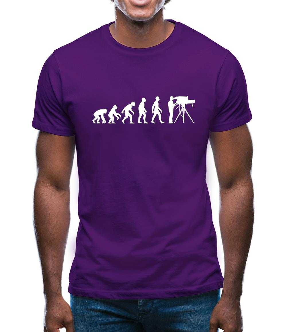 Evolution Of Man Cameraman Mens T-Shirt