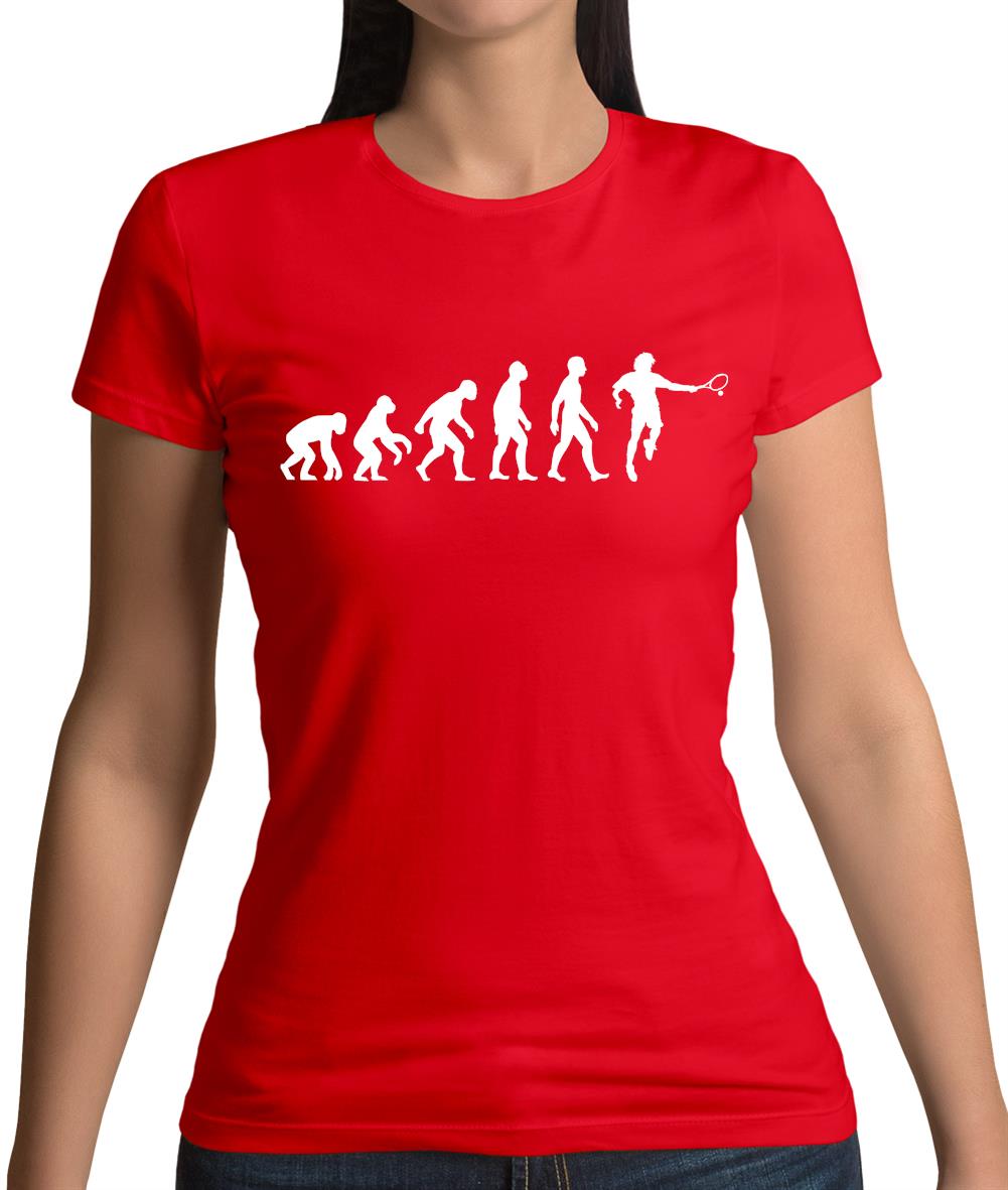 Evolution of Man Tennis Womens T-Shirt