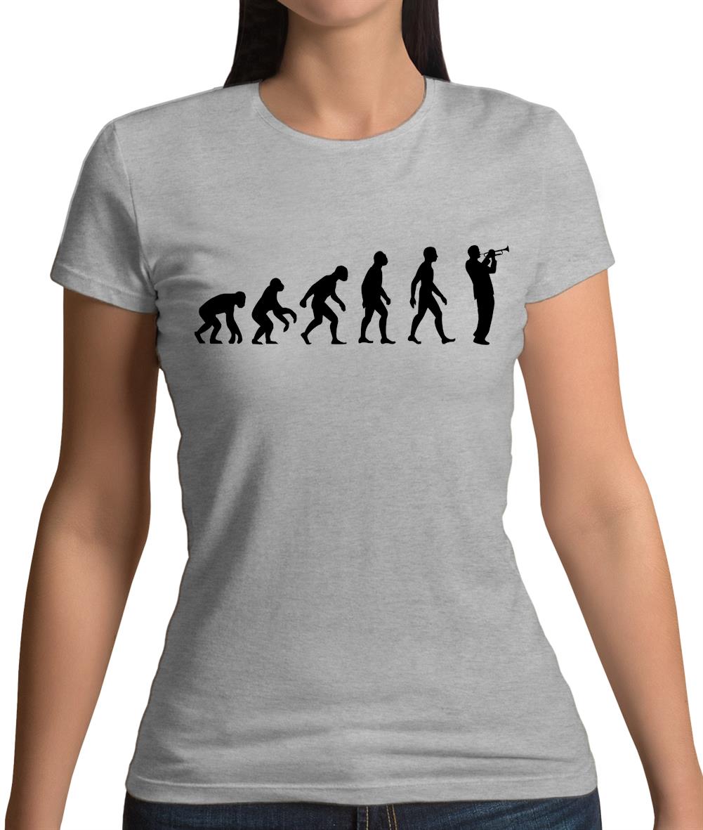 Evolution Of Man Trumpet Player Womens T-Shirt