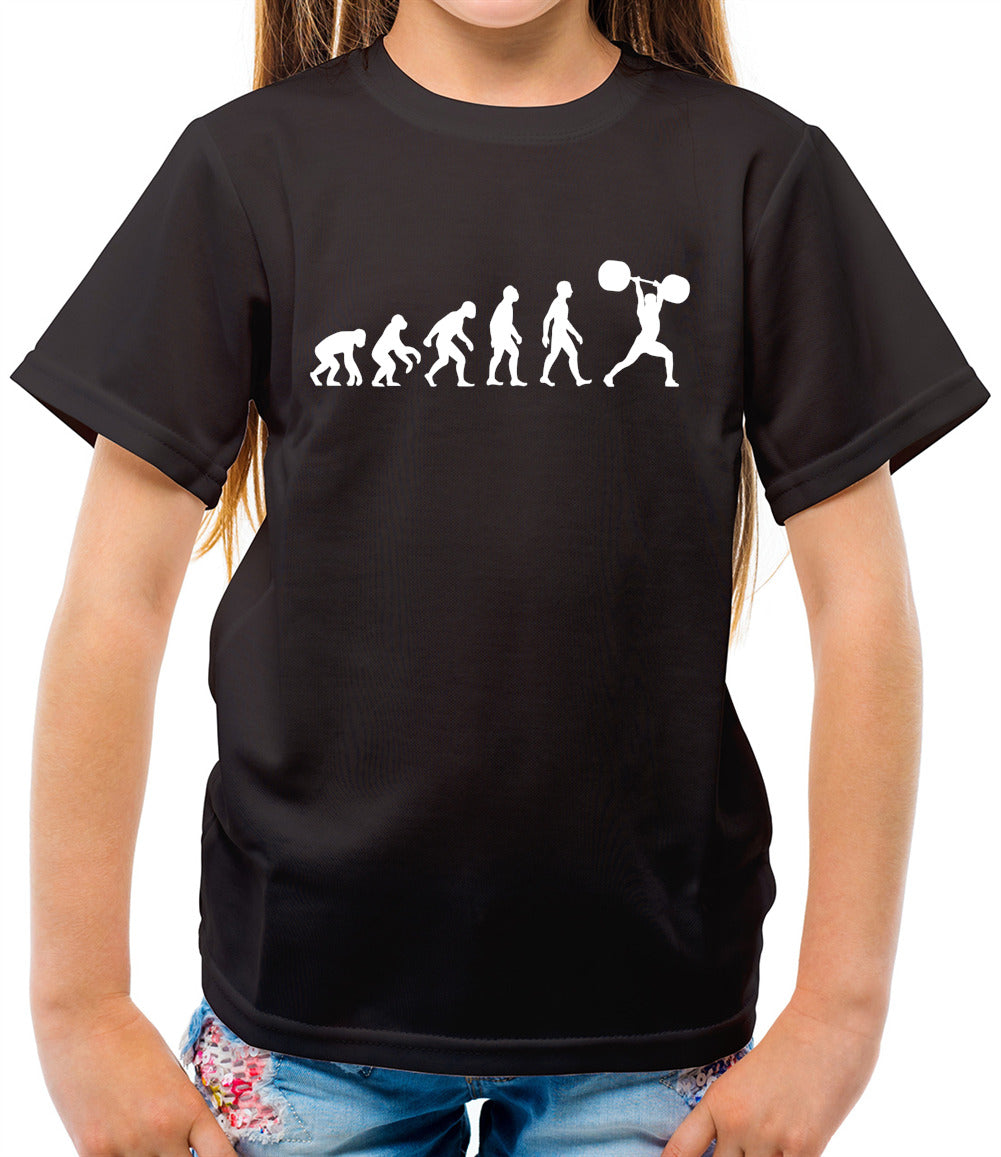 Evolution of Man Weightlifting - Childrens / Kids Crewneck T-Shirt