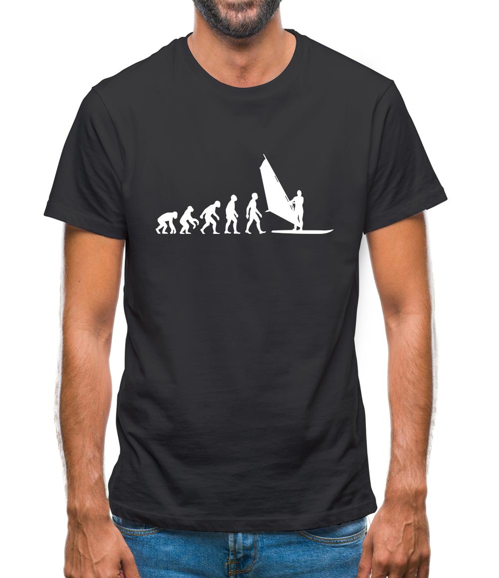 Evolution Of Man Windsurfing Mens T-Shirt