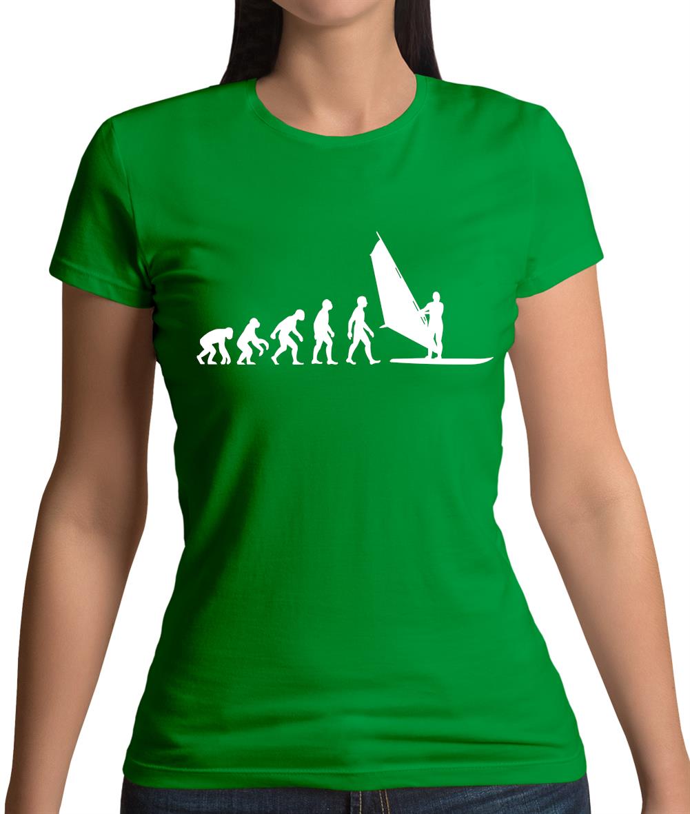 Evolution Of Man Windsurfing Womens T-Shirt