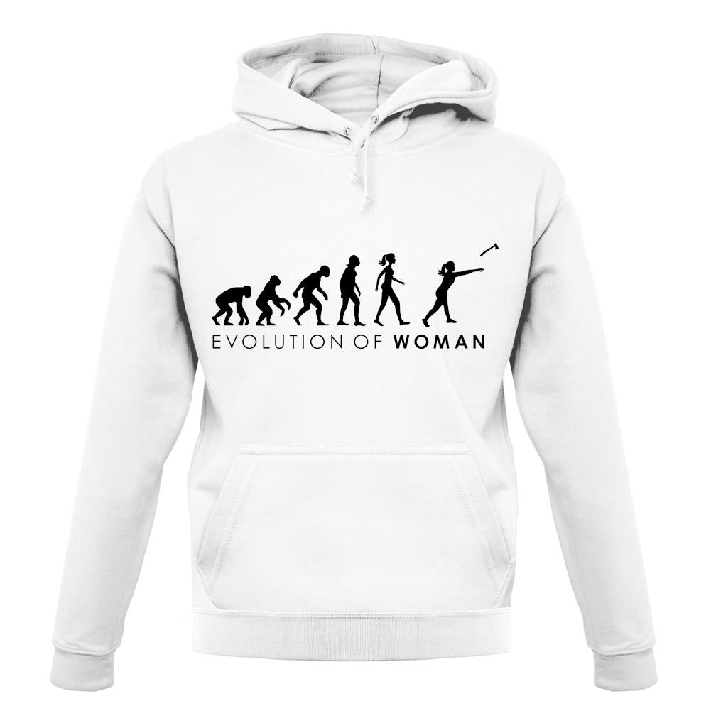 Evolution of Woman Axe Throwing unisex hoodie