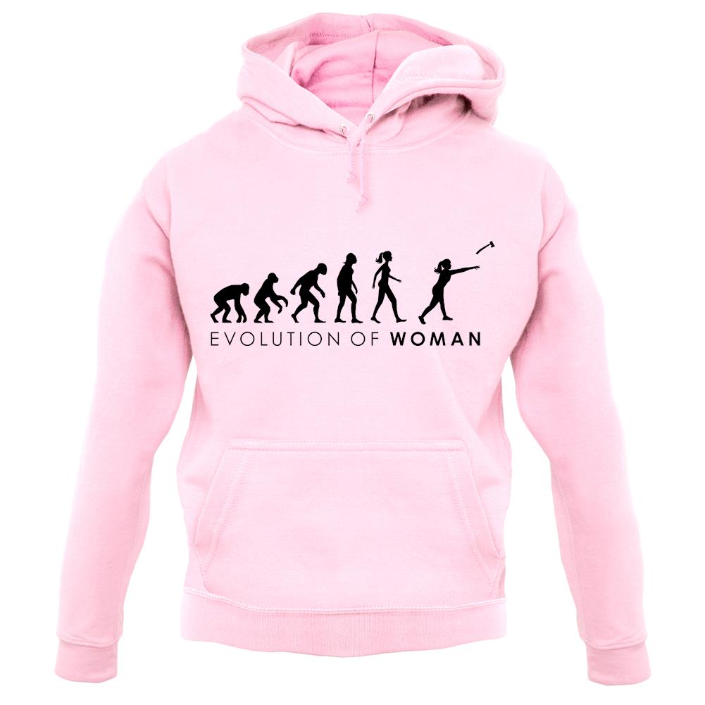 Evolution of Woman Axe Throwing unisex hoodie