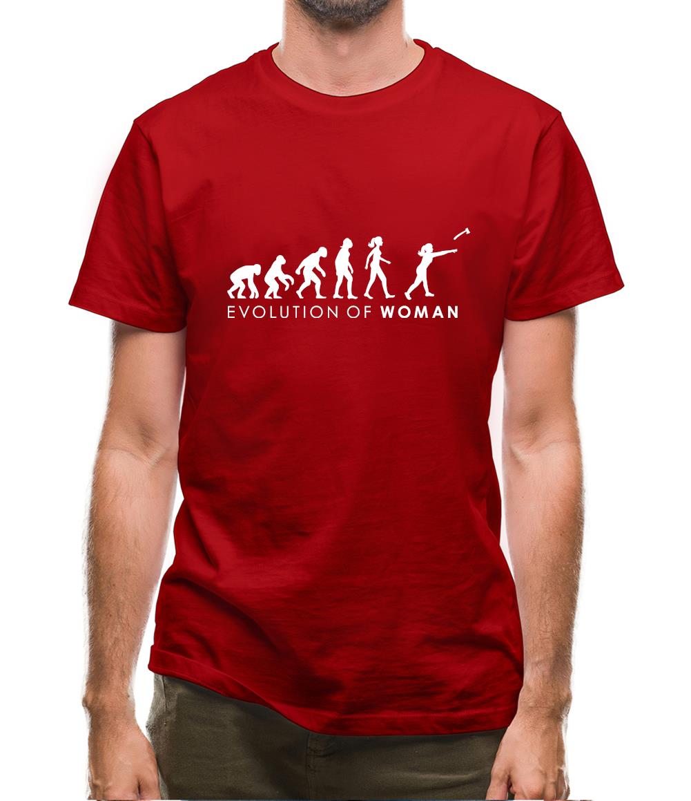 Evolution of Woman Axe Throwing Mens T-Shirt