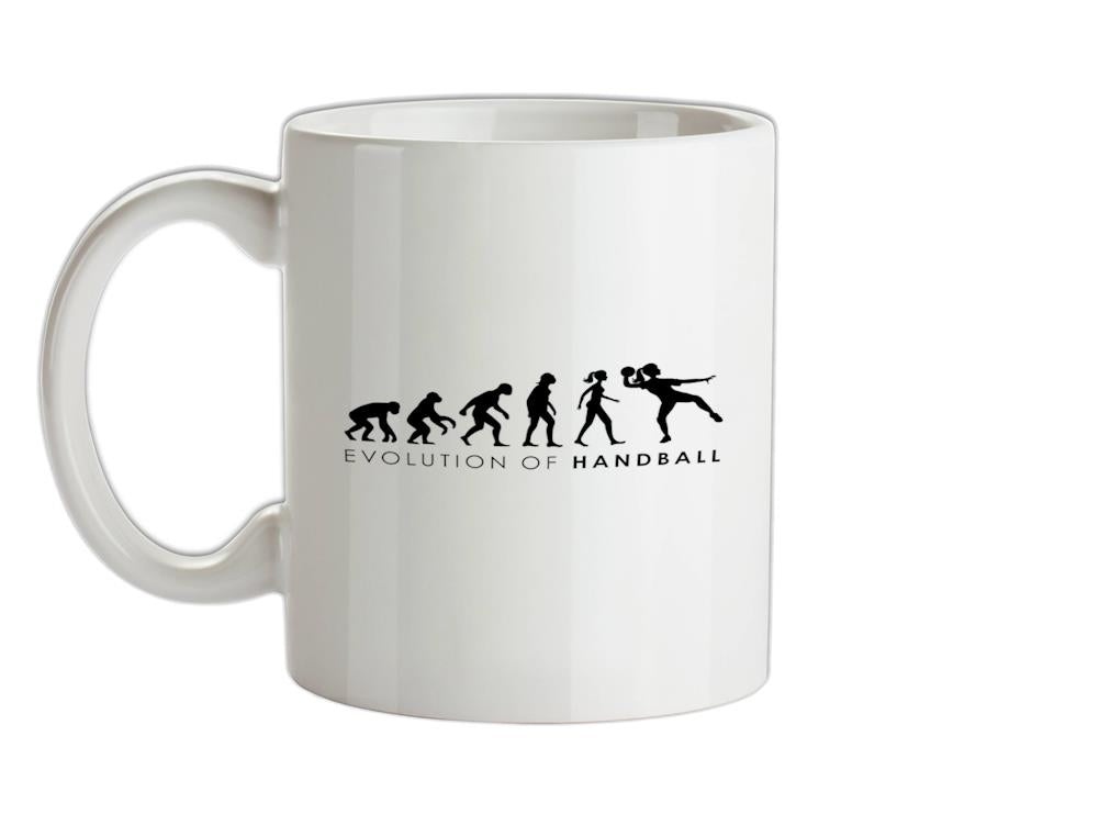 Evolution Of Woman Handball Ceramic Mug