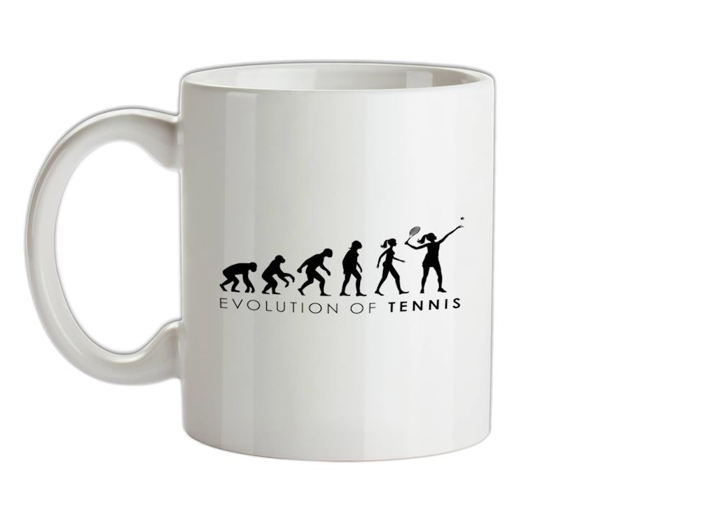 Evolution Of Woman Tennis Ceramic Mug