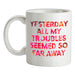 Yesterday, All My Troubles Seemed So Far Away Ceramic Mug